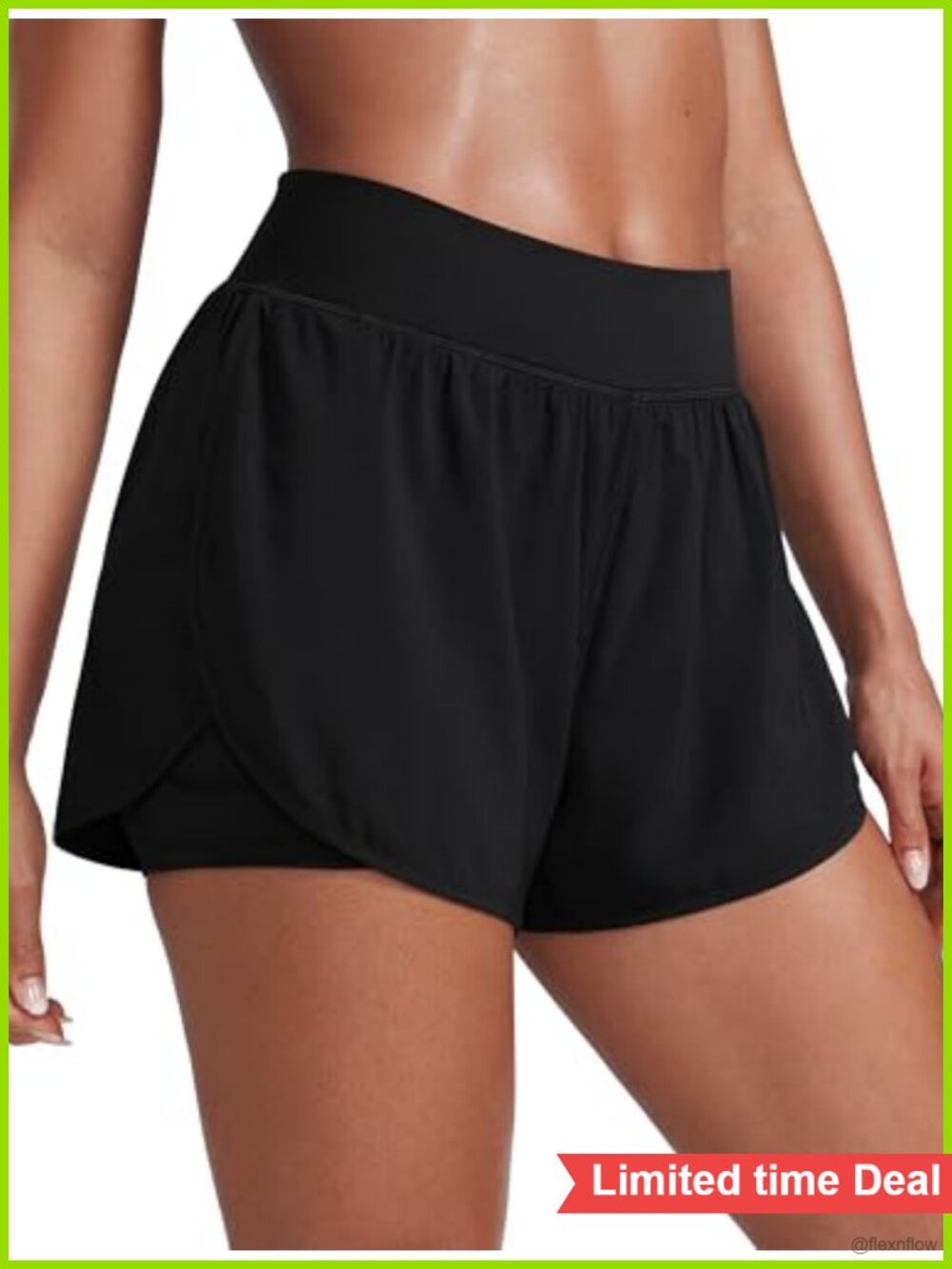 2-in-1 Split Running Shorts High Rise 3" Inseam Built-in Spandex Quick Dry